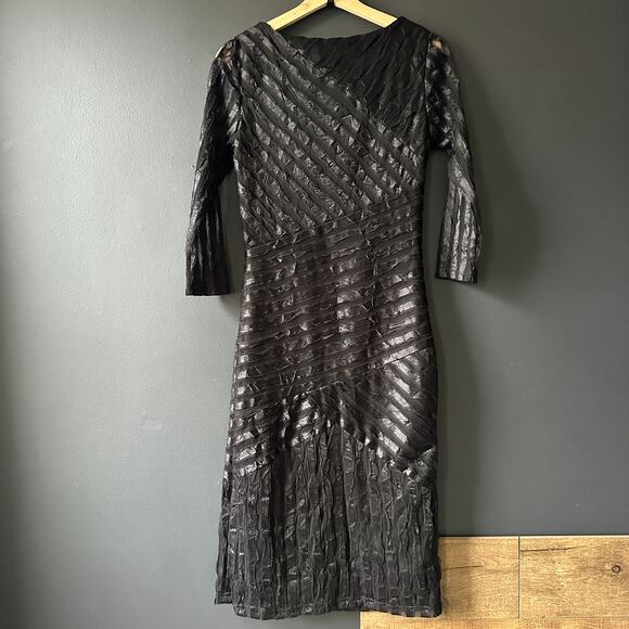 REISS Rebecca Bodycon Textured Dress in Black Size 4 - Picture 4 of 12